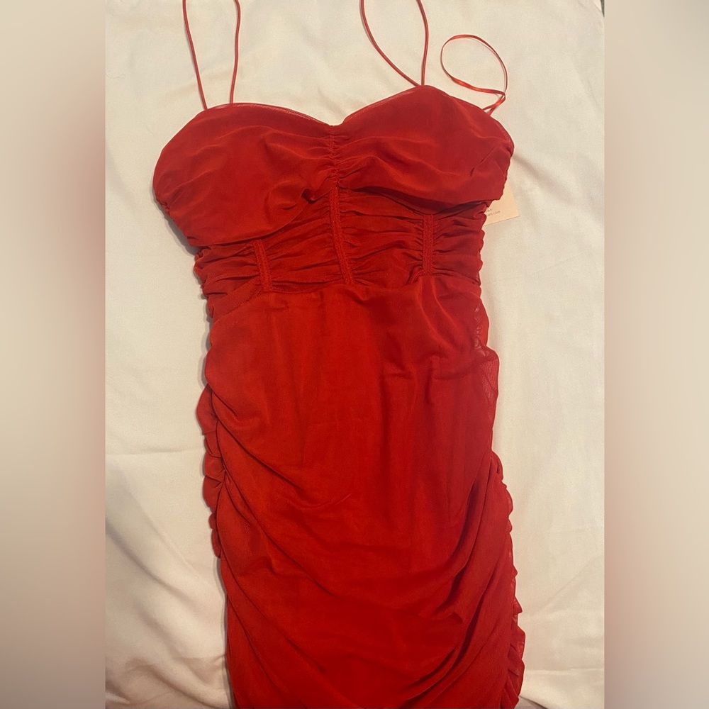 NEW Revolve Superdown Red Ruched Mini Dress Never Worn XS
